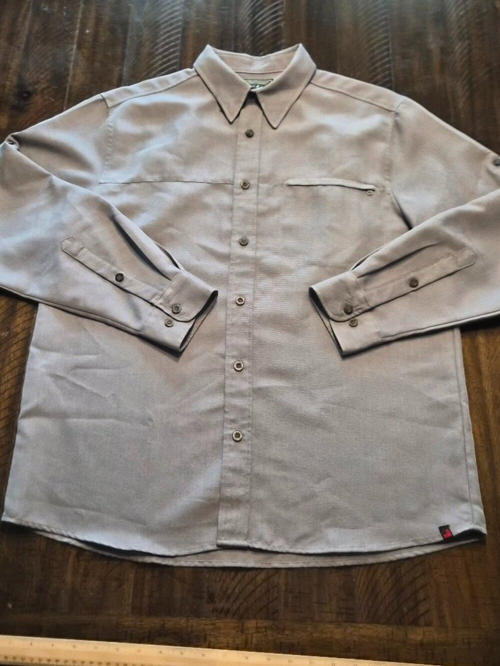Woolrich Utility Shirt Mens Gray Long Sleeve Roll Tab Hiking Size Large G787